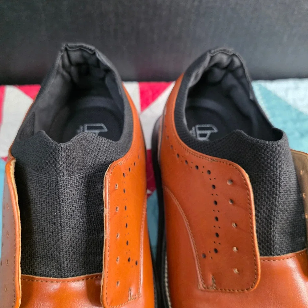 Harrison Myles Oxford Dress Shoes Mens‎ 12 Tan Brown Brogue Ultralights No Laces